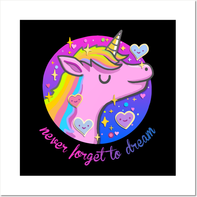 Never forget to Dream Unicorn Wall Art by AlondraHanley